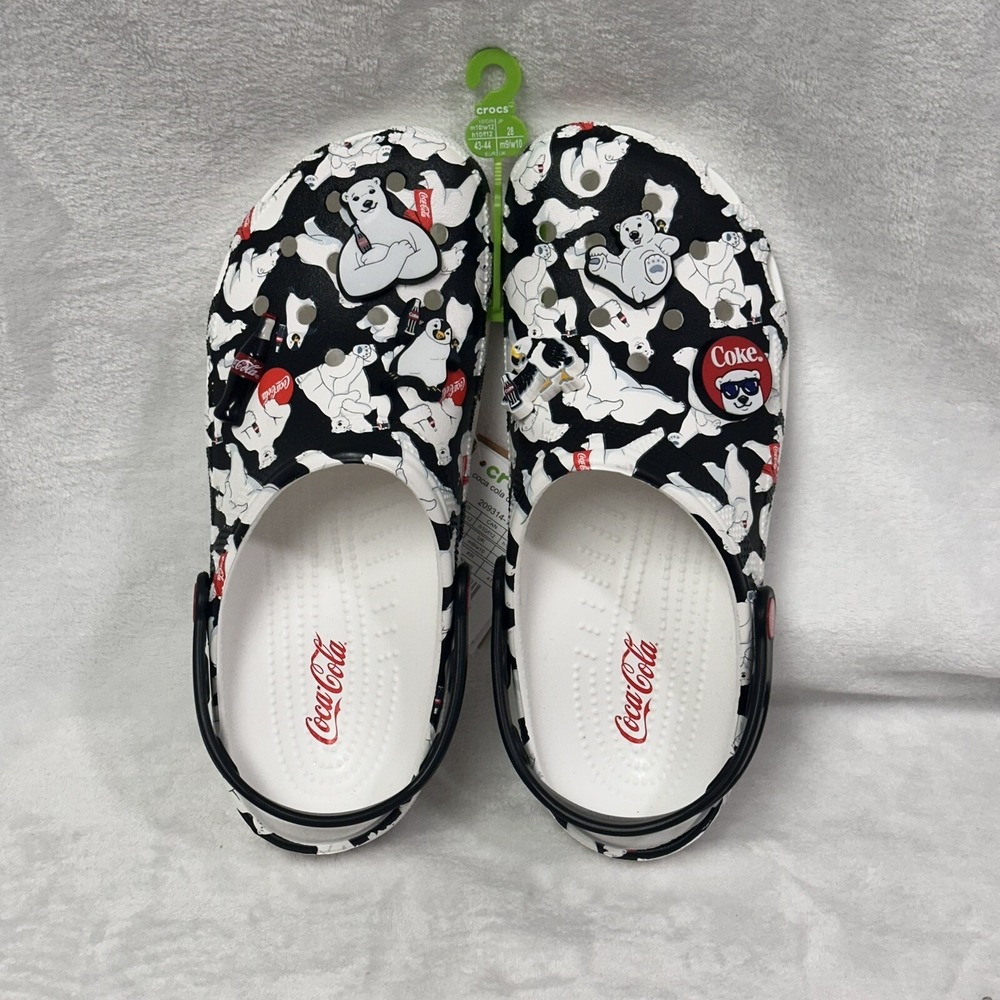 Crocs Coca-Cola Classic Clog Polar Bear Jibbitz (209314-100) Mens Size 10 NWOB